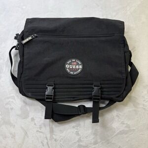 Vintage‎ Guess Sport Messenger Bag Black Crossbody Laptop Book Bag Y2K
